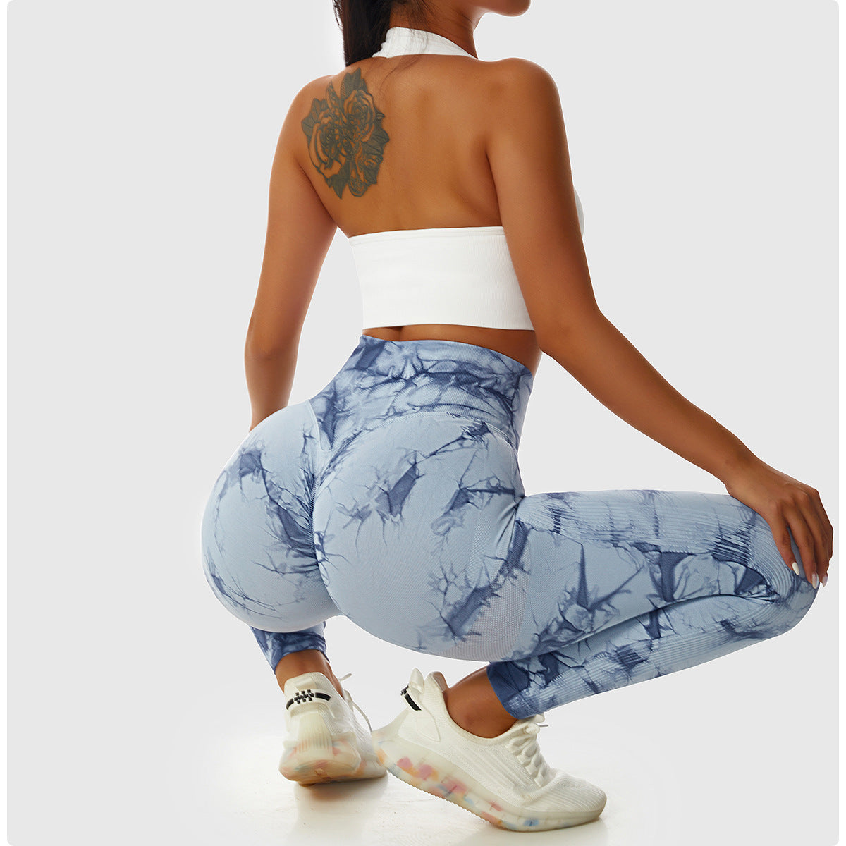 Tie Dye Seamless Leggings Scrunch Butt Lifting Elastic Tights