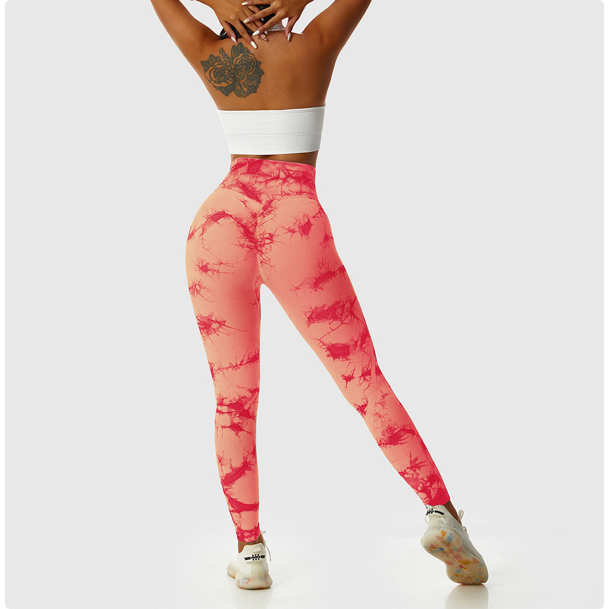 Tie Dye Seamless Leggings Scrunch Butt Lifting Elastic Tights