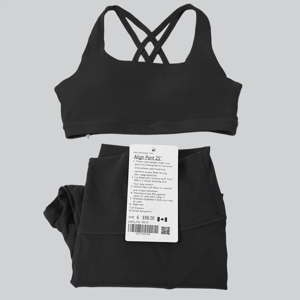 Pericic 2 Pieces X-Shaped Sports Bra+Yoga Leggings Set