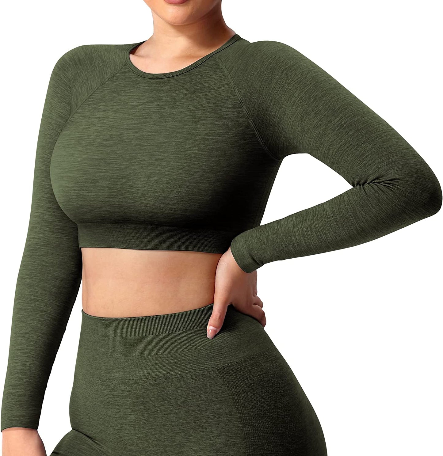 Pericic Amplify Seamless Long Sleeve Crop Gym Shirts For Women Workout Yoga Tops