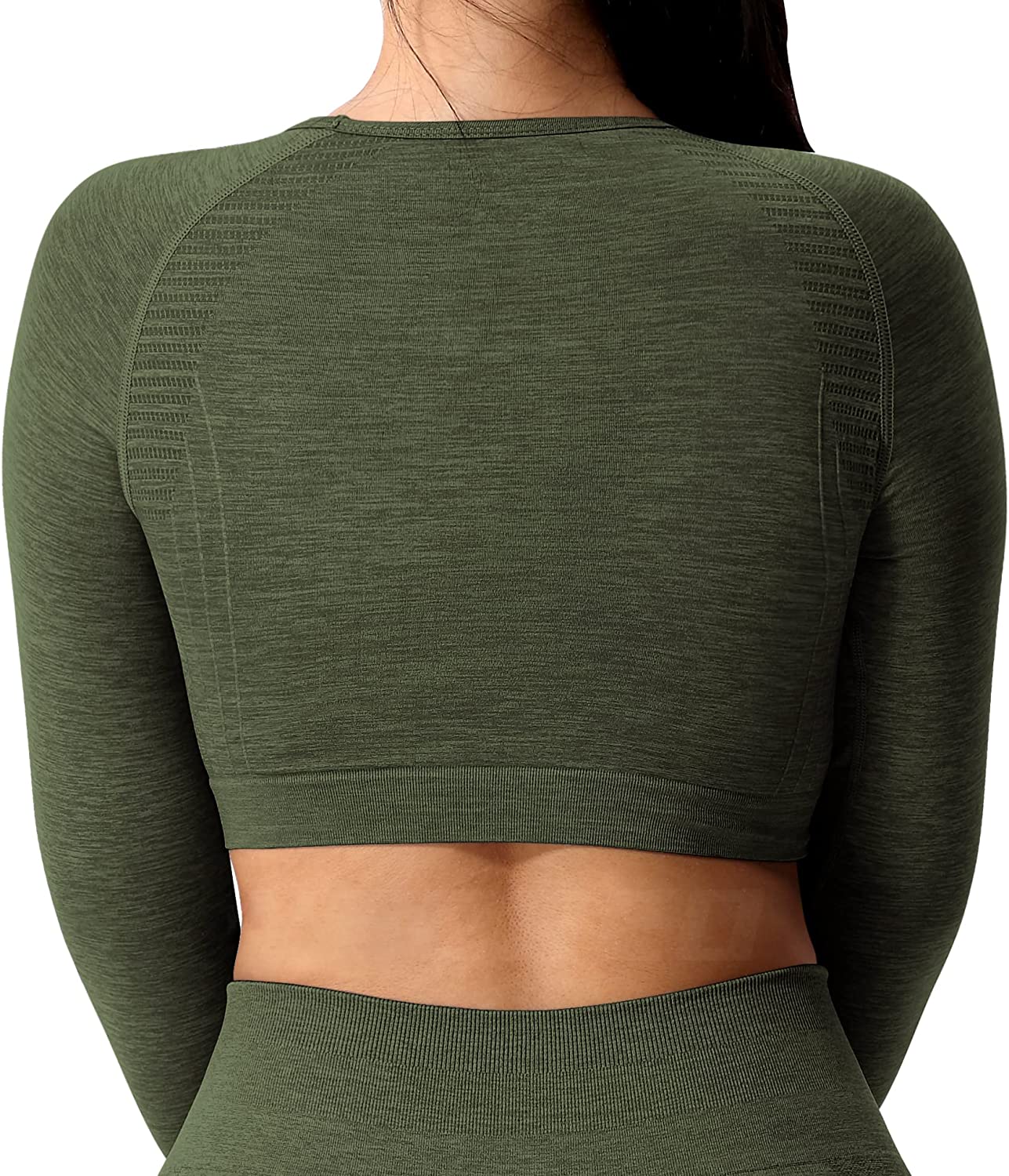 Pericic Amplify Seamless Long Sleeve Crop Gym Shirts For Women Workout Yoga Tops