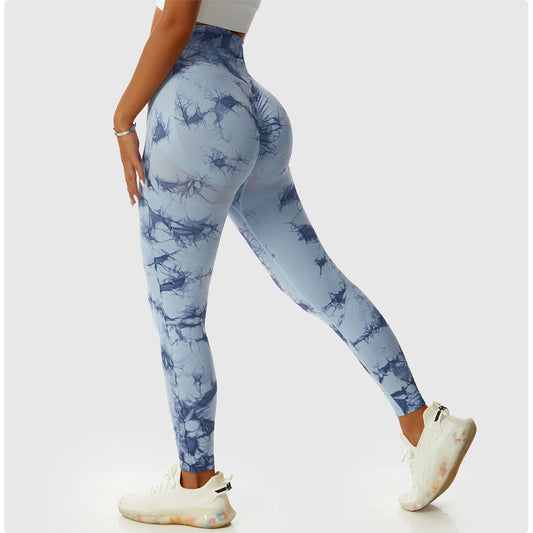 Tie Dye Seamless Leggings Scrunch Butt Lifting Elastic Tights