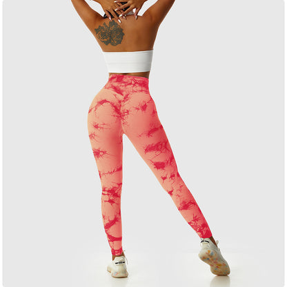 Tie Dye Seamless Leggings Scrunch Butt Lifting Elastic Tights