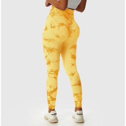 Tie Dye Seamless Leggings Scrunch Butt Lifting Elastic Tights