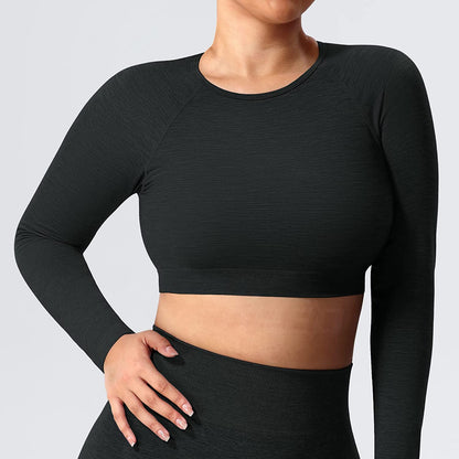 Pericic Amplify Seamless Long Sleeve Crop Gym Shirts For Women Workout Yoga Tops