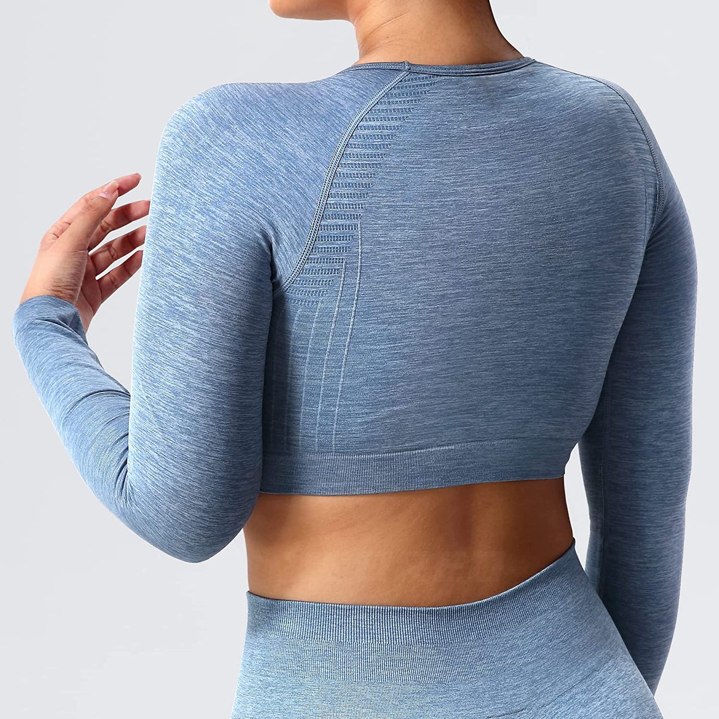 Pericic Amplify Seamless Long Sleeve Crop Gym Shirts For Women Workout Yoga Tops